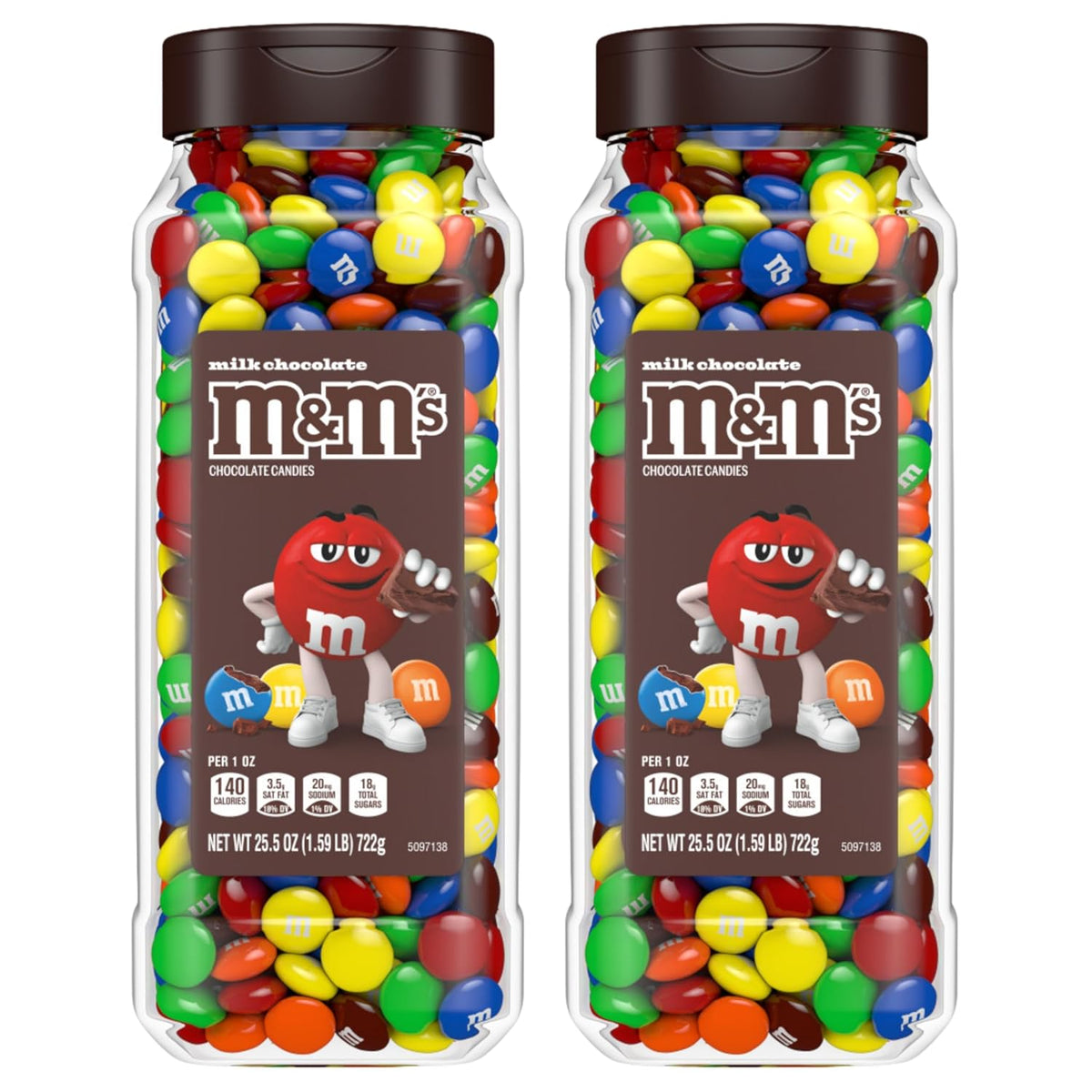 M&M’S Peanut Candy Jars, Assorted Chocolate Candies, Party Size Bulk, Movie Night Treats, Bulk Chocolate Candy, Buffet Chocolates, Resealable and Recyclable, 23 Oz Each, Pack of 2