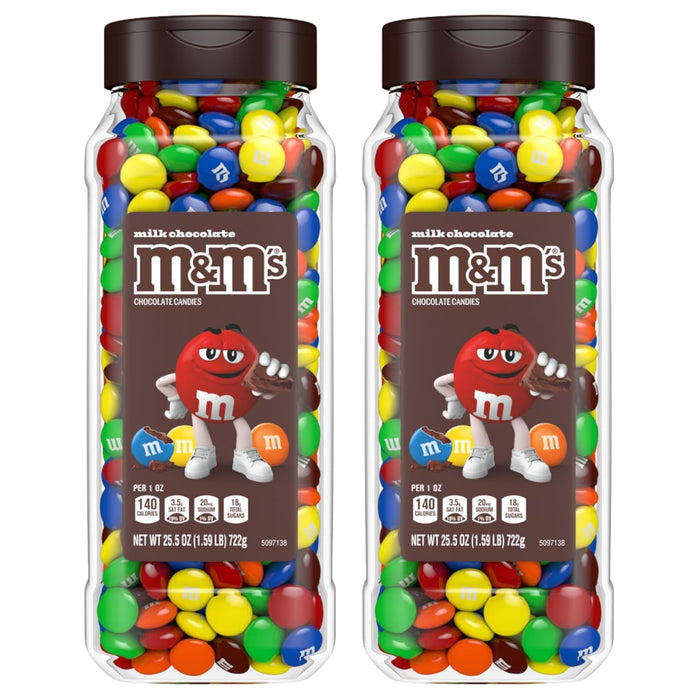 M&M’S Peanut Candy Jars, Assorted Chocolate Candies, Party Size Bulk, Movie Night Treats, Bulk Chocolate Candy, Buffet Chocolates, Resealable and Recyclable, 23 Oz Each, Pack of 2