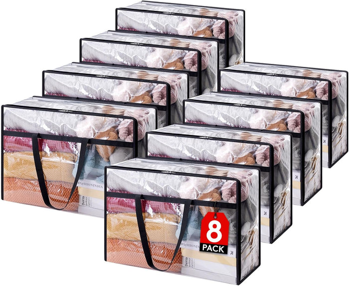 Lifewit 4 Pack Clear Clothes Storage Bags, 40L Plastic Blanket Storage Bag, Vinyl Foldable Moving Bags with Zipper, Closet Organizers and Storage Containers for Bedding, Duvet, Comforter