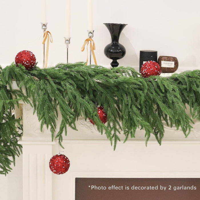 Christmas Garland Norfolk Pine Garland Real Touch Artificial Greenery Garland for Mantle Fireplace Table Indoor Outdoor Decor 6FT