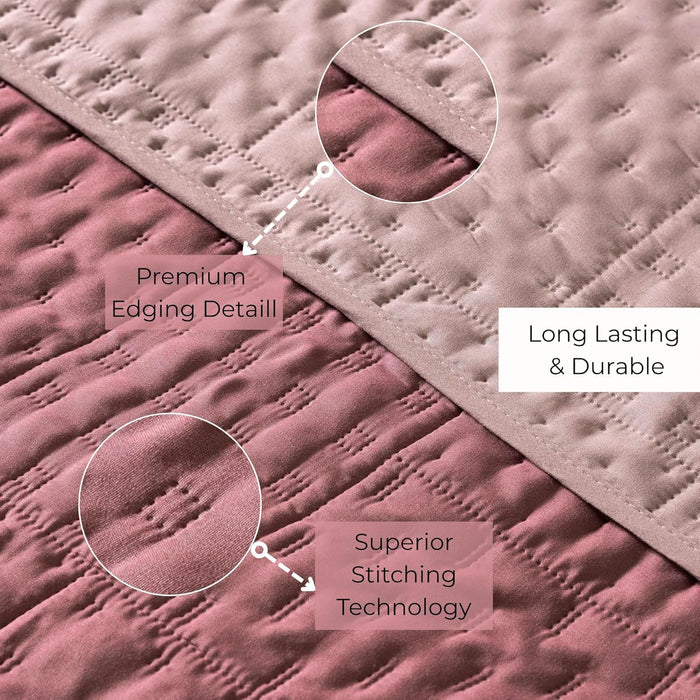 Vianney King Comforter Set – Novo Blush Reversible Quilt 110x93 Inches with 2 King Pillow Shams, Soft Lightweight All-Season Bedding in Blush and Pale Pink