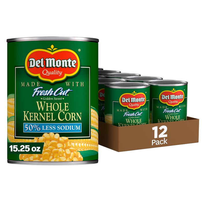 DEL MONTE FRESH CUT Golden Sweet Whole Kernel Corn Canned Vegetables, 4-Pack, 15.25 oz Cans