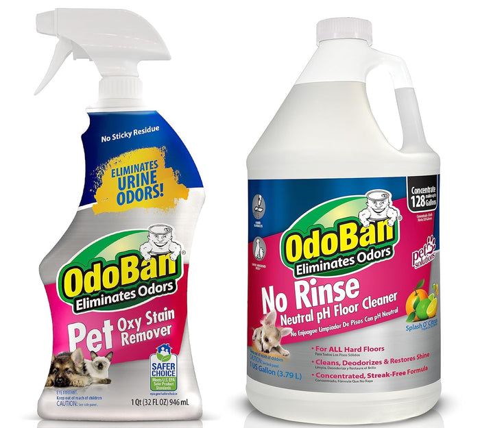 OdoBan Pet Solutions No Rinse Neutral pH Floor Cleaner Concentrate, Made in the USA, Splash O' Citrus Scent, 2 Gallons