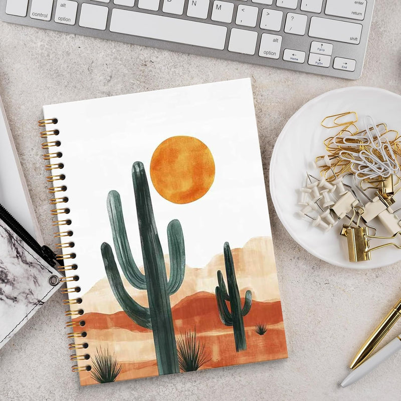 DILSJ Boho Western Notebook Journal, Boho Southwestern Abstract Cactus Journals Notebooks, Western Office Supplies Hardcover Spiral Notebook Journal, 5.5x8.3 Inch