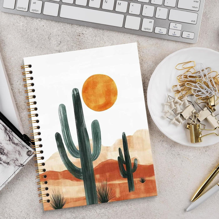 DILSJ Boho Western Notebook Journal, Boho Southwestern Abstract Cactus Journals Notebooks, Western Office Supplies Hardcover Spiral Notebook Journal, 5.5x8.3 Inch