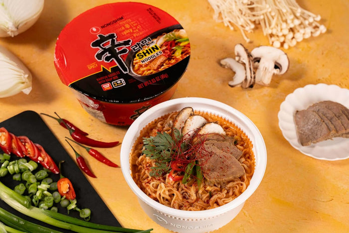 Nongshim Ramen Noodles, Gourmet Instant Ramen bowl, Premium Microwavable Noodle Soup, Spicy Shin, 3.03 Ounce (Pack of 12)