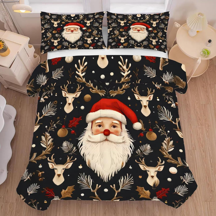 Christmas Comforter Set Twin Size Black and Red Plaid Bedding Sets Xmas Gift Christmas Themed Festival Quilt Set,1 Comforter + 1 Pillow Case