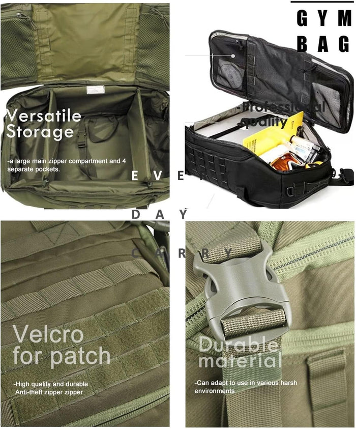 Travel Duffle Bag Backpack for Men - Large Tactical Bags Weekender Gym Bag for Overnight Traveling Military Workout Deployment Sports (Green, 25L)