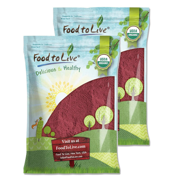 Food to Live Organic Beet Root Powder, 4 Pounds — Non-GMO, Raw, Kosher, 100% Pure, Vegan Superfood, Bulk, Rich in Iron and Fiber, Great for Juices, Drinks, and Smoothies