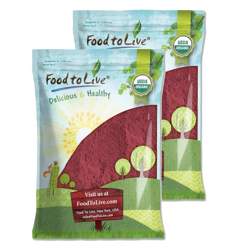 Food to Live Organic Beet Root Powder, 4 Pounds — Non-GMO, Raw, Kosher, 100% Pure, Vegan Superfood, Bulk, Rich in Iron and Fiber, Great for Juices, Drinks, and Smoothies