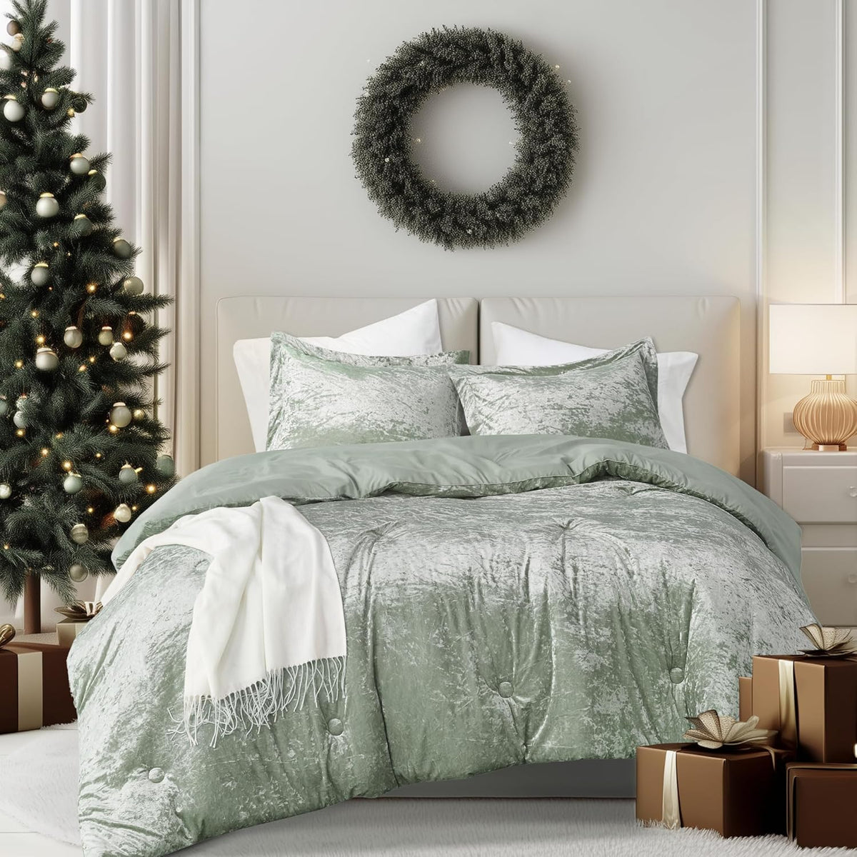 Comfort Spaces Juliette Luxe Comforter Set Velvet Lush with Soft Brushed Microfiber Reverse, All Season Cozy Velvet Bedding Sets, Fluffy Comforter Bed Set, Matching Sham, Blush Full/Queen 3 Piece