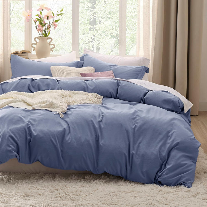 Bedsure Duvet Cover Queen Size - 3 Pieces Prewashed Extra Soft Bedding Set, Includes 1 Duvet Cover 90x90 Inches with Zipper Closure & 2 Pillow Shams, Linen, Comforter Not Included