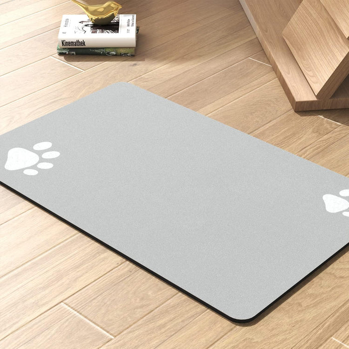 Pet Feeding Mat-Absorbent Dog Mat for Food and Water Bowl-No Stains Quick Dry Dispenser Mat-Dog Accessories Pet Supplies-Water Bowl for Messy Drinkers（Darkgrey,12"x19"