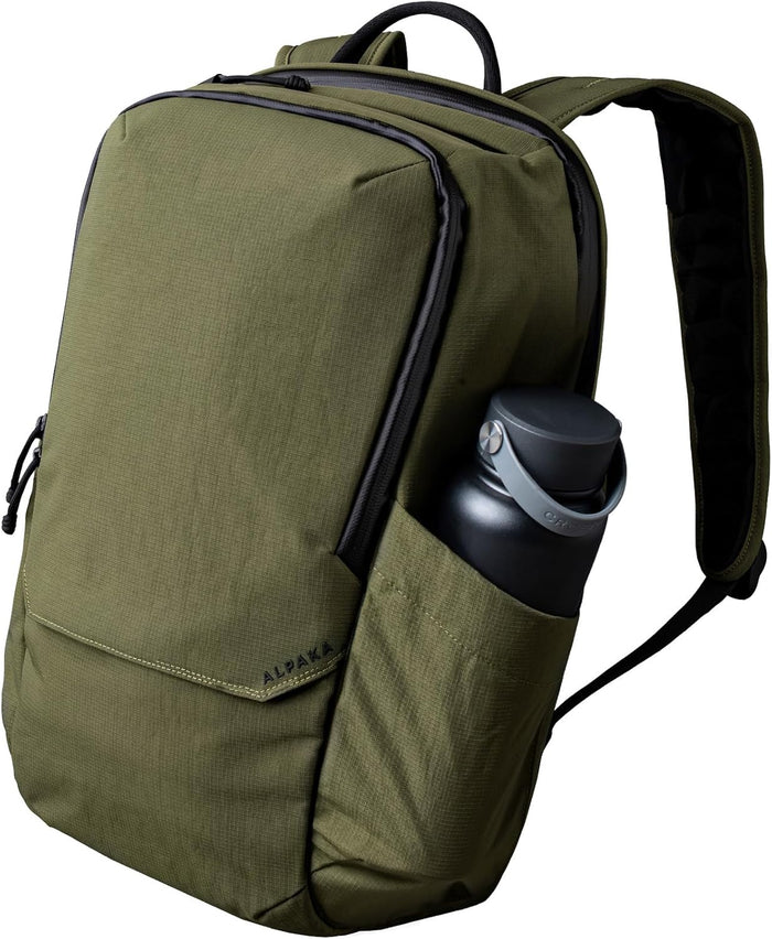 ALPAKA Elements Backpack Pro 24L - Black Laptop Backpack Fits 16'' Laptop with Dual Bottle Pockets, Travel Backpack for Men, Weather-Resistant 400D Axoflux Fabric for Business or College