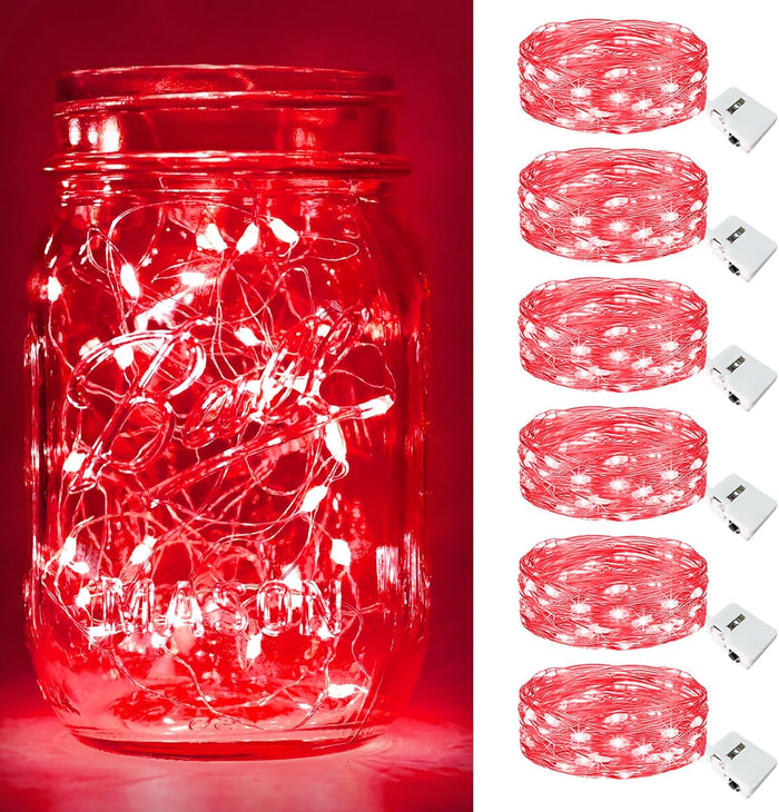 btfarm 30 Pack Fairy Lights Battery Operated [3 Modes], 7ft 20 Led Twinkle Lights String Lights Waterproof Bulk Small Mini Silver Wire for Christmas Mason Jars Wedding Table Centerpiece, Warm White