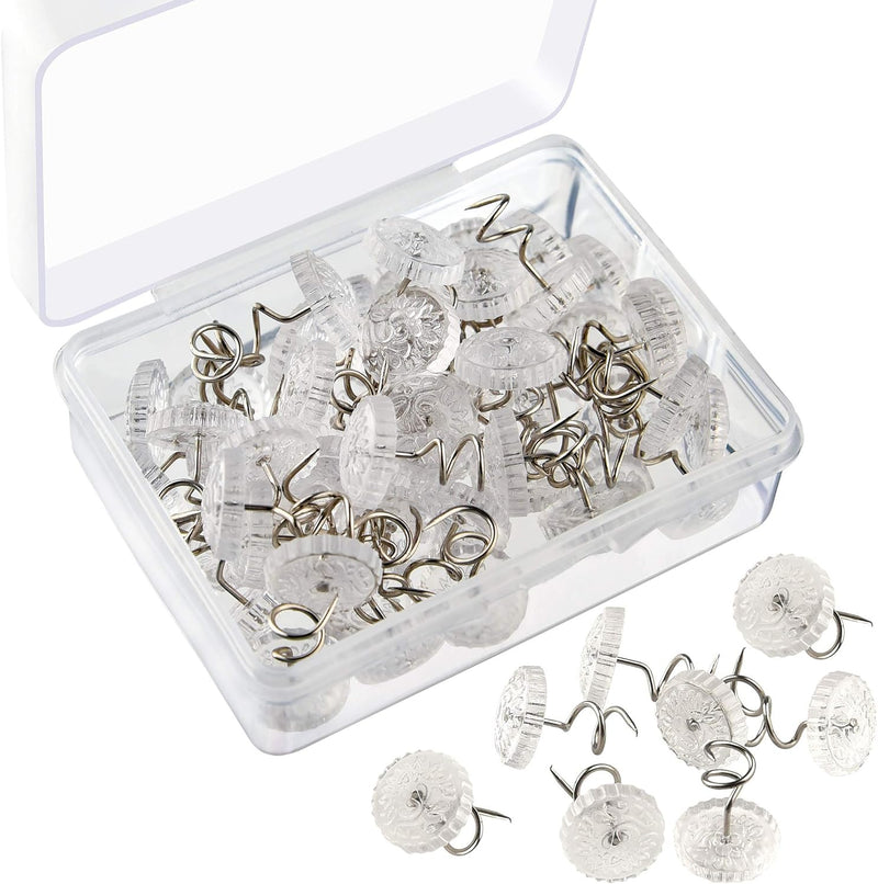 KUUQA 100 Pieces Upholstery Twist Pins Clear Heads Bed Skirt Pins for Slipcovers and Bedskirts