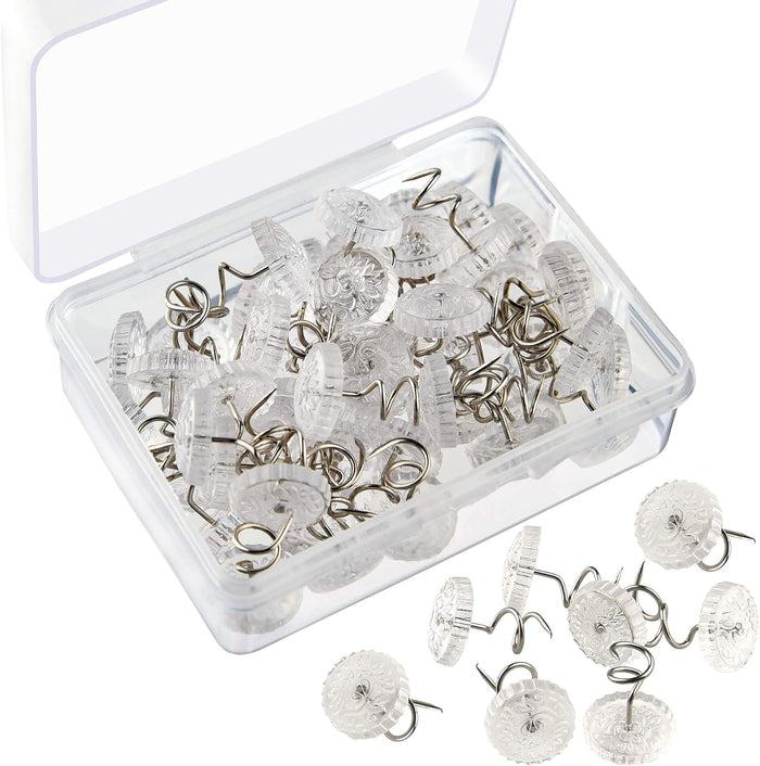 KUUQA 100 Pieces Upholstery Twist Pins Clear Heads Bed Skirt Pins for Slipcovers and Bedskirts