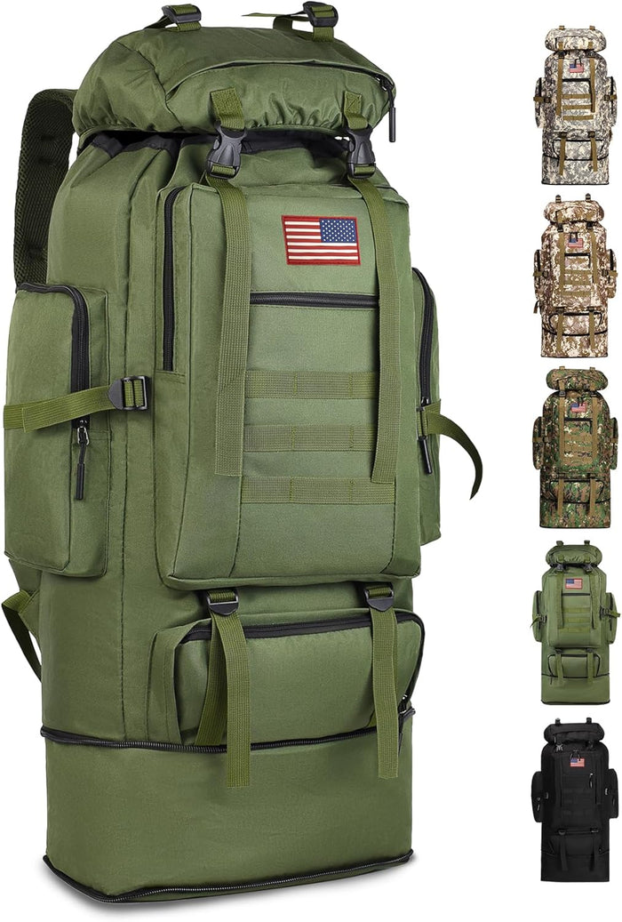 JUMAHE 80L 2-pack Hiking Backpack for Men with Sling Tactical Backpack - Rucksack Molle Military Tactical Waterproof Lightweight Camping Backpack 3 Day Assault Pack for Travel, Climbing, Backpacking