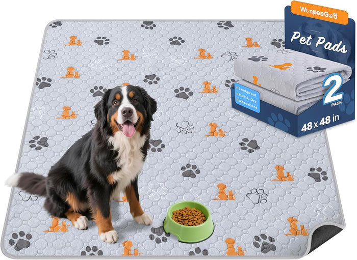 Washable Pee Pads for Dogs, 4 Pack Absorbent Reusable Training Dog Pads Pet Puppy Pads, Non-Slip Potty Pads for Whelping, Playpen, Crate, Bed, Grey 18"x24"