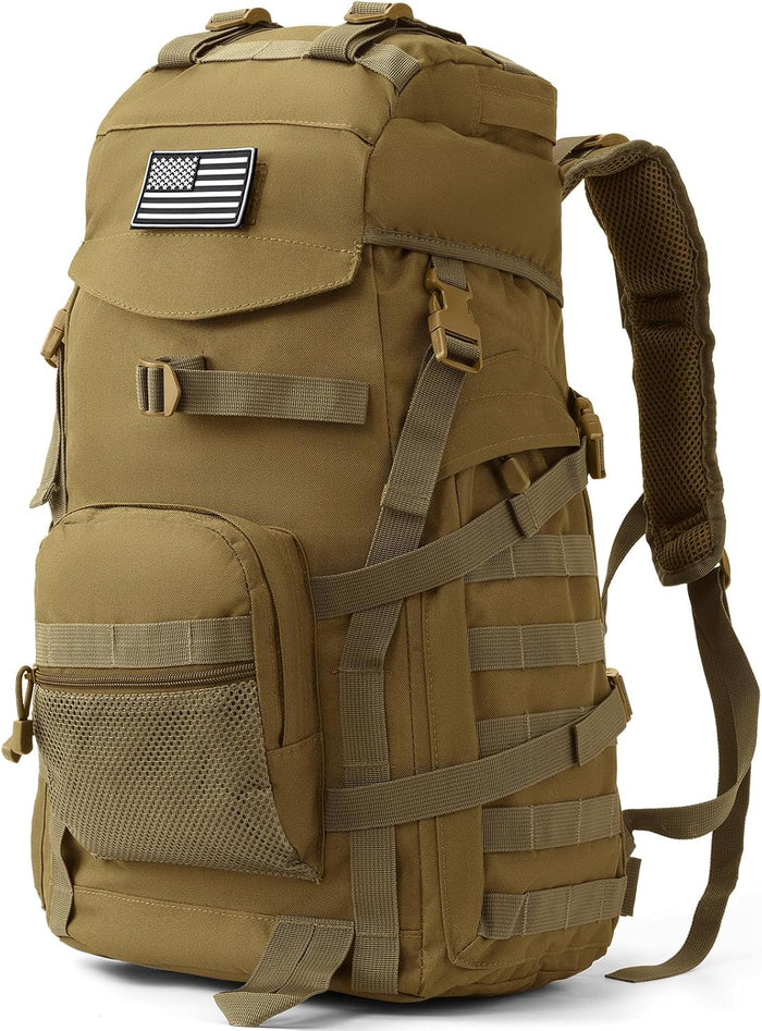 50L Tactical Backpack for Men and Women, Water-Resistant Molle Rucksack, Large Military Assault Pack for Hiking, Hunting, Camping, Gym & Outdoor Survival Green