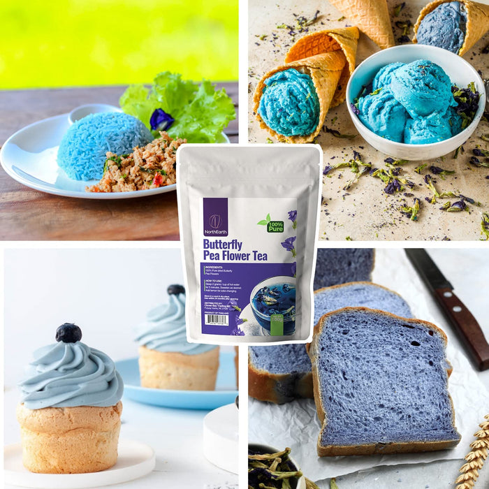 NorthEarth 100% Pure Butterfly Pea Flower Tea - Blue Pea Tea Clitoria Ternatea Flower -1.48 Oz