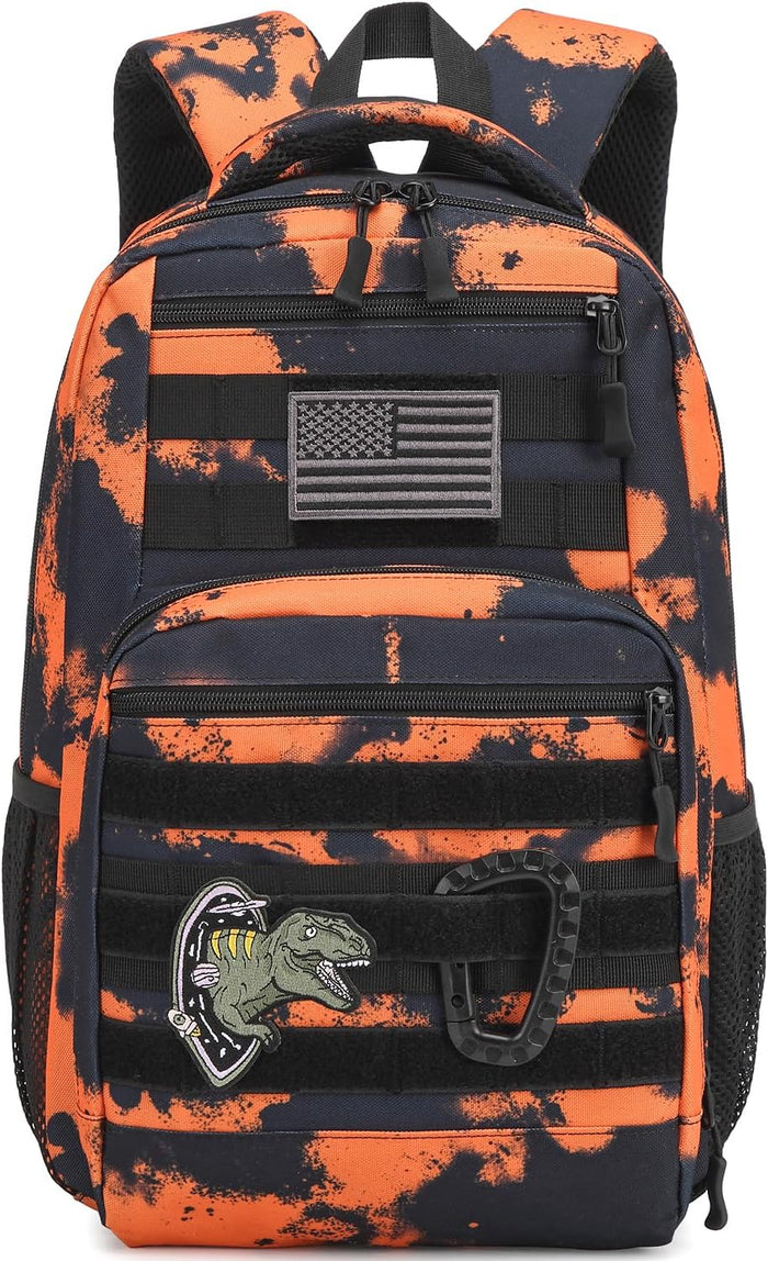 Kids Tactical Backpack Army Molle Bookbag Military Boys Backpack for School, Outdoor, Camping, Black Camo
