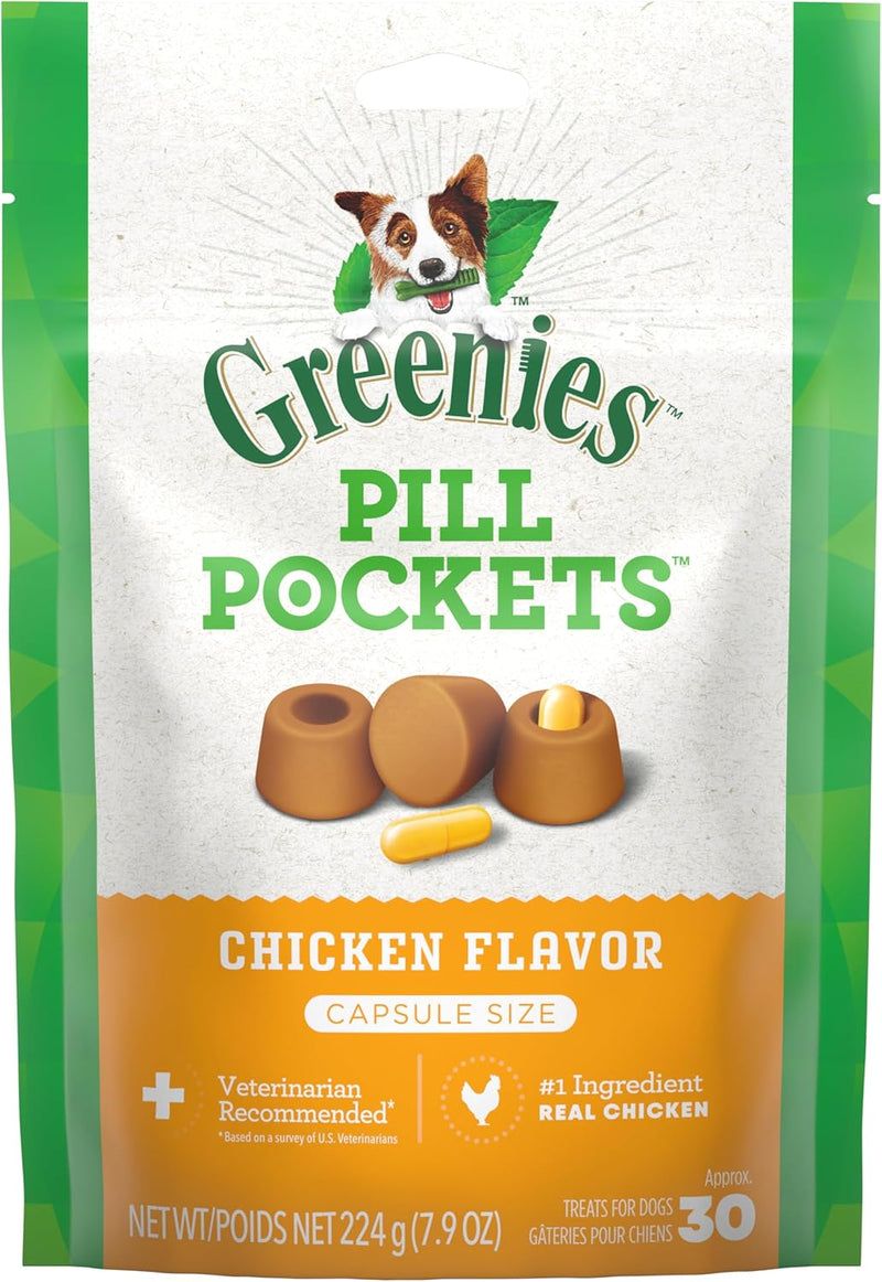 Greenies Pill Pockets for Dogs Large Size, Soft Dog Treats, Chicken Flavor, 15.8 oz. Pouch (60 Treats)