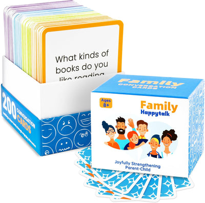 XLART 200 Family Conversation Cards: Engaging Questions for Families to Enjoy Talking & Listening - Great Game for Dinners Table & Road Trips