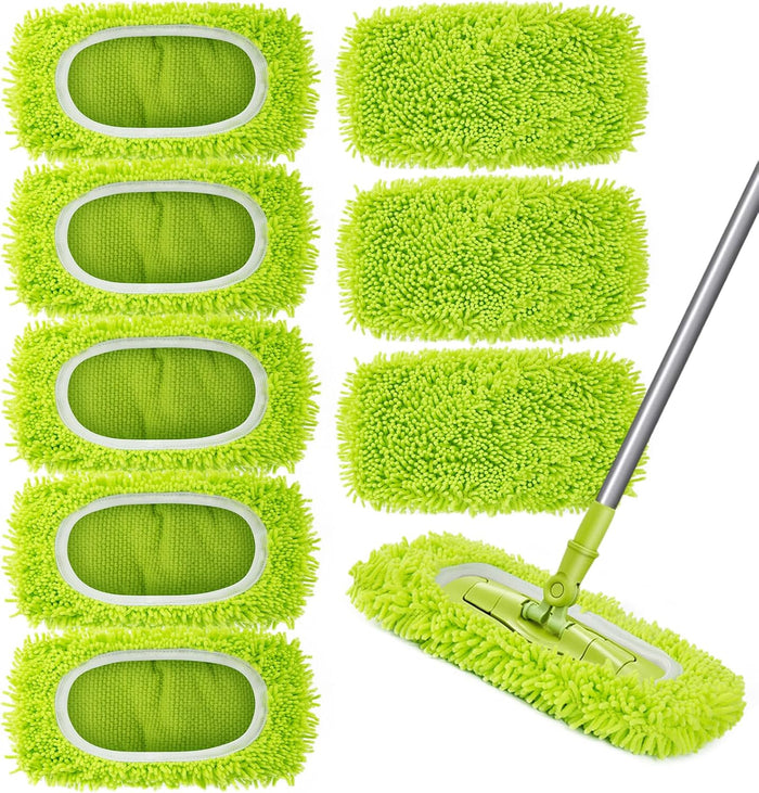 Reusable Dry Sweeping Cloths Microfiber Wet Mop Pads Compatible with Swiffer Sweeper Mop Replacement Sweeping Mopping pad Refills for Hardwood Surface Floor Cleaning (4PCS)