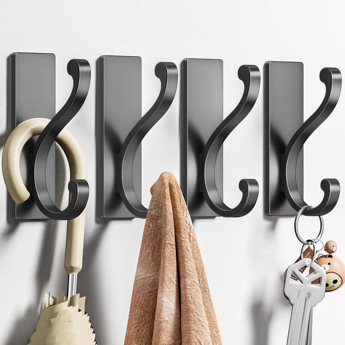 6 Pack Self Adhesive Coat Hooks - Gold Wall Hooks Wall Mount for Clothes, Towel, Robes, Keys, Purse, Backpack, Heavy Duty Hooks for Door Kitchen Bathroom Shower Rental Houses, Hold 13lbs.