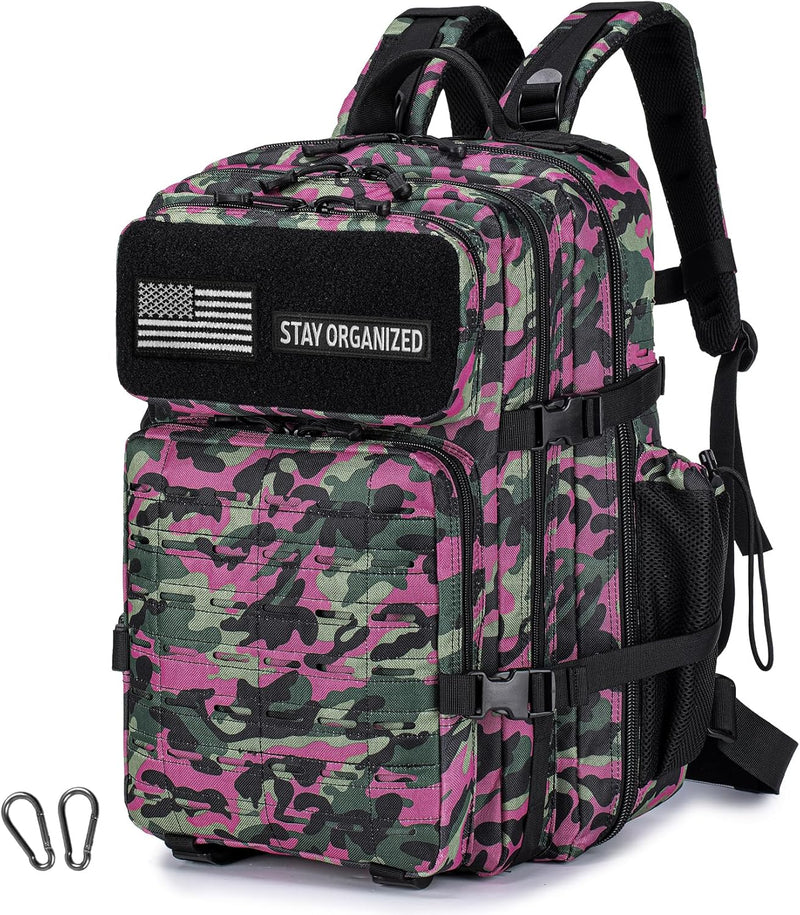 50L Military Tactical Backpack for Men,Water Resistant Day Backpack Molle Army 3 Days Assault Pack Bug Out Bag,Heavy Duty Hiking Treeking Gym Rucksack Black