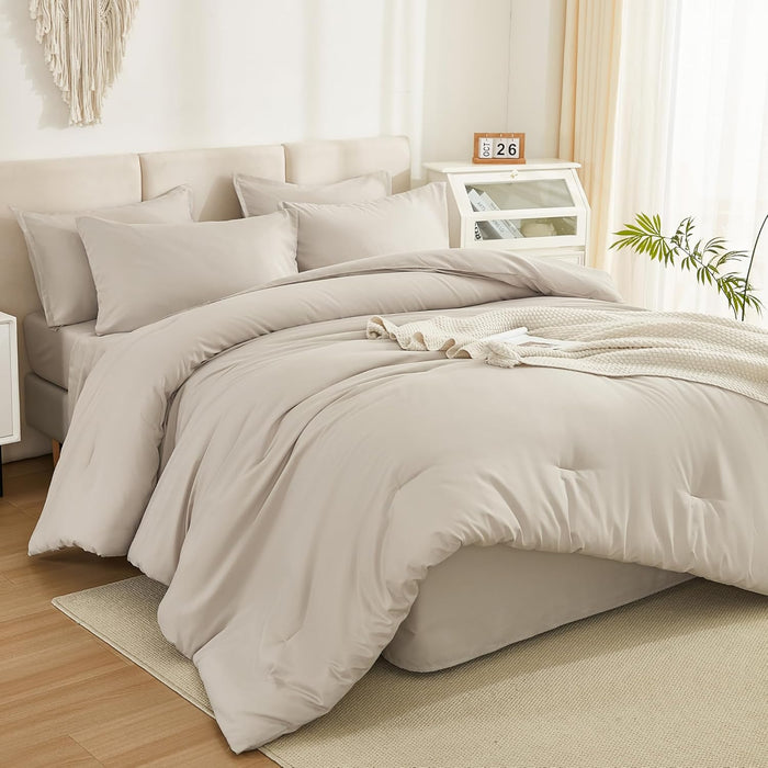 Litanika King Size Comforter Set Dark Emerald Green - 7 Pieces Bed in a Bag King Bedding Comforter Sets, Solid Lightweight Bed Set with Comforter, Sheets, Pillowcases & Shams