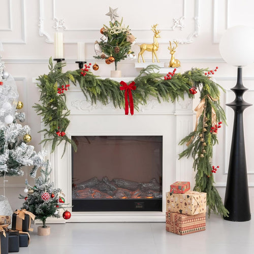 9FT Christmas Garland Realistic – Artificial Norfolk Pine Garlands for Christmas Decoration, Greenery Garlands for Mantle, Indoor Outdoor Use, Pine Garland Realistic, Holiday Christmas Decor
