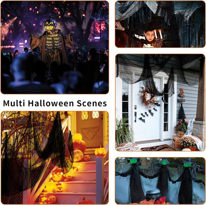 Yunfan 590" x 30" Halloween Creepy Cloth Spooky Halloween Decorations Indoor Outdoor Haunted House Party Decor Supplies Backdrops for Garden,Doorways,Yard,Home,Windows
