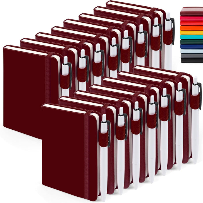 feela 15 Pack Pocket Small Notebooks Bulk, Mini Cute Notepads Hardcover College Ruled Lined Journals with Pen Holder for School Business Memos, with 15 Black Pens, 3.5”x 5.5”, A6, Navy