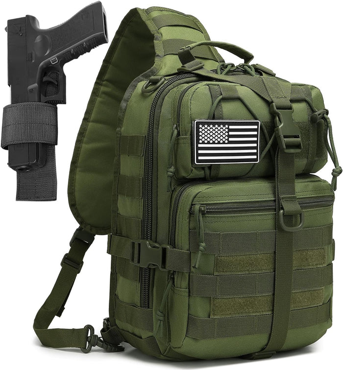 ATBP Tactical Crossbody Backpack Large Sling Pack With Holster Shoulder Bag For Men Outdoors Hiking Camping Gym