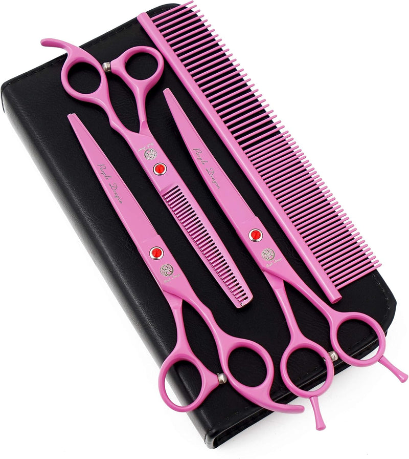 Purple Dragon 7.0 inch Rhinestone Decoration 3PCS Pet Grooming Scissors Dog Hair Cutting & Thinning Shears Set