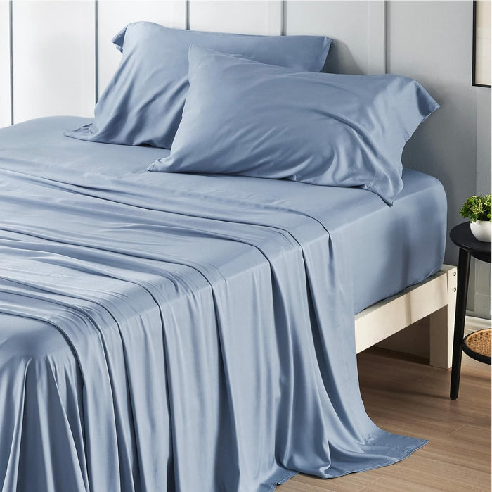 Bedsure California King Sheet Sets, Cooling Sheets for Hot Sleepers, Rayon Derived from Bamboo, Breathable & Soft, Deep Pocket Up to 16 Inches, Hotel Luxury Silky Bedding, Lilac