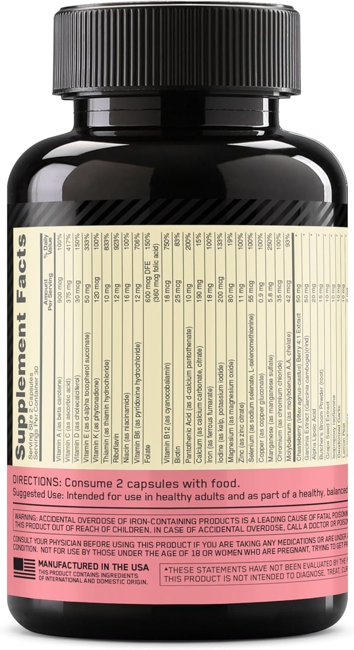Optimum Nutrition Opti-Women Daily Multivitamin for Women, Immune Support Supplement With Iron, 30 Day Supply, 60 Count, (Packaging May Vary)