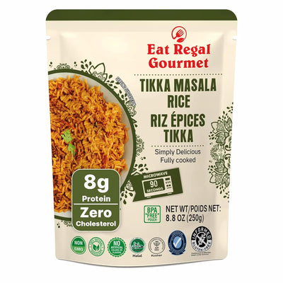 Eat Regal Tikka Masala Pack of 6, 8.8 Ounce, Ready to Eat in 90 Sec | 100% Natural Ingredients | precooked rice | Ready Rice | Microwavable | Side Dish