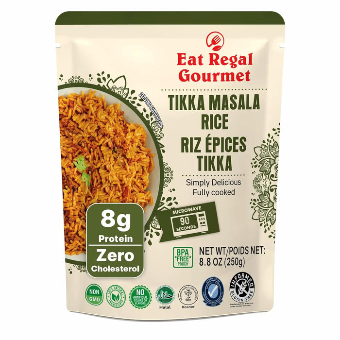 Eat Regal Tikka Masala Pack of 6, 8.8 Ounce, Ready to Eat in 90 Sec | 100% Natural Ingredients | precooked rice | Ready Rice | Microwavable | Side Dish
