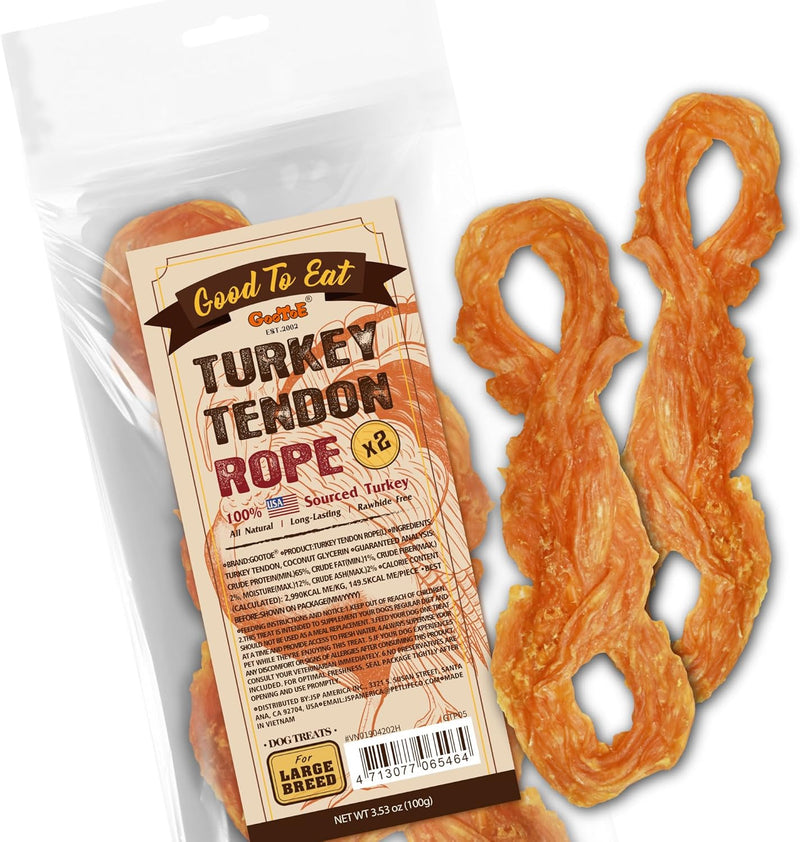 Gootoe Turkey Tendons for Dogs – All-Natural, Hypoallergenic Dog Treats, Rawhide Alternative, Long Lasting Puppy Chews, Healthy Dog Treats for Small Breeds, Bone (L), 16 oz Pack (1 lb)
