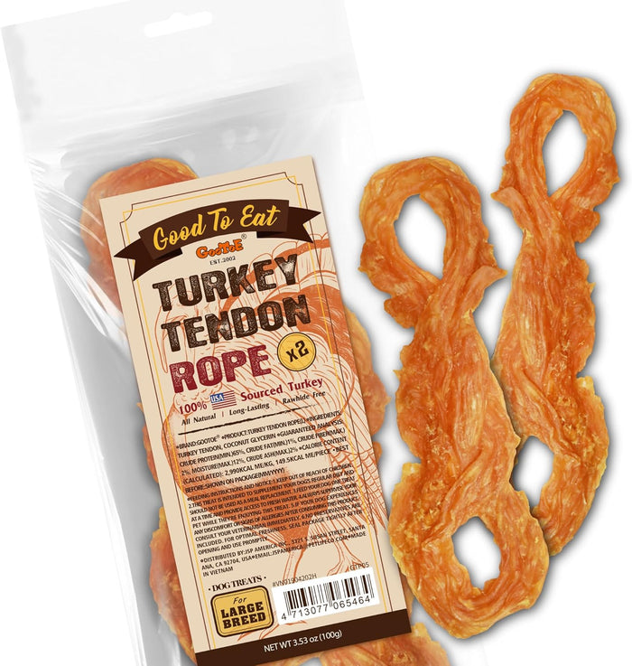 Gootoe Turkey Tendons for Dogs – All-Natural, Hypoallergenic Dog Treats, Rawhide Alternative, Long Lasting Puppy Chews, Healthy Dog Treats for Small Breeds, Bone (L), 16 oz Pack (1 lb)