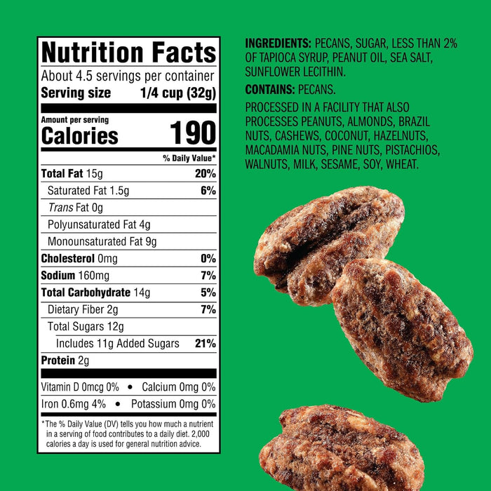 Emerald Nuts Kettle Glazed Pecans (1-Pack), 5oz Resealable Bag, Kosher Dairy Certified, Non-GMO, Contains No Artificial Preservatives, Flavors or Synthetic Colors