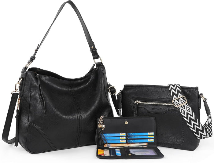 TANTOMI Purses for Women 3PCS, PU Leather Crossbody Bags Set Shoulder Handbags Purse with Wallet for Tote Hobo Bag