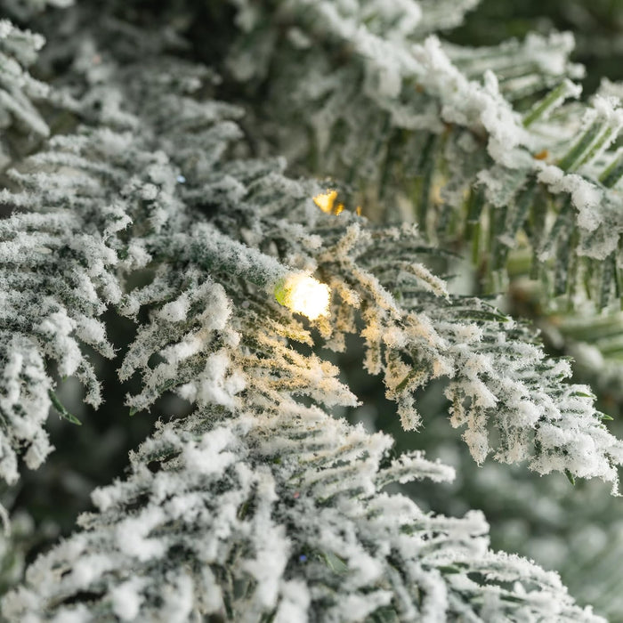 Glitzhome 7.5ft Artificial Christmas Tree, Pre-Lit Flocked Pencil Christmas Tree Chicago Frostwood Spruce with 350 Warm White Lights Home, Office, Holiday Decoration