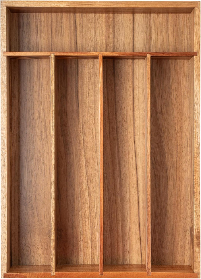 Silverware Organizer Kitchen Drawer Organizer Utensil Organizer Bamboo Silverware Holder Cutlery Organizer in Drawer Flatware Organizer Tray(5 slots, Natural