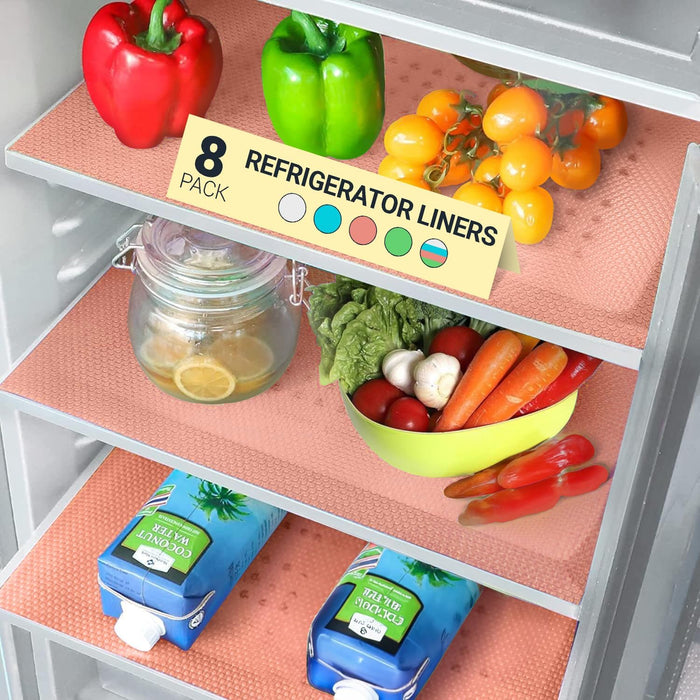 Refrigerator Liners for Shelves (12 Pack) by Linda’s Essentials - Non-Adhesive Shelf or Drawer Liner, BPA-Free Fridge Mats for Kitchen & Cabinets, Easy to Clean, Ideal Household Essentials (Blue)