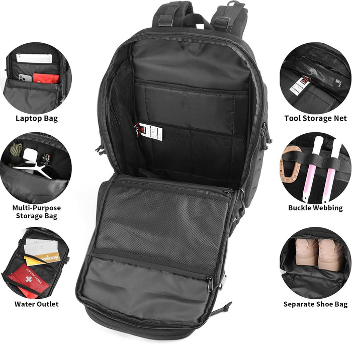 Tactical Backpack 45L Military Molle Pack, 900D Waterproof Assault Rucksack, Large Capacity Outdoor Hiking Camping Trekking Bag for Travel, Hunting, Survival, and Adventure