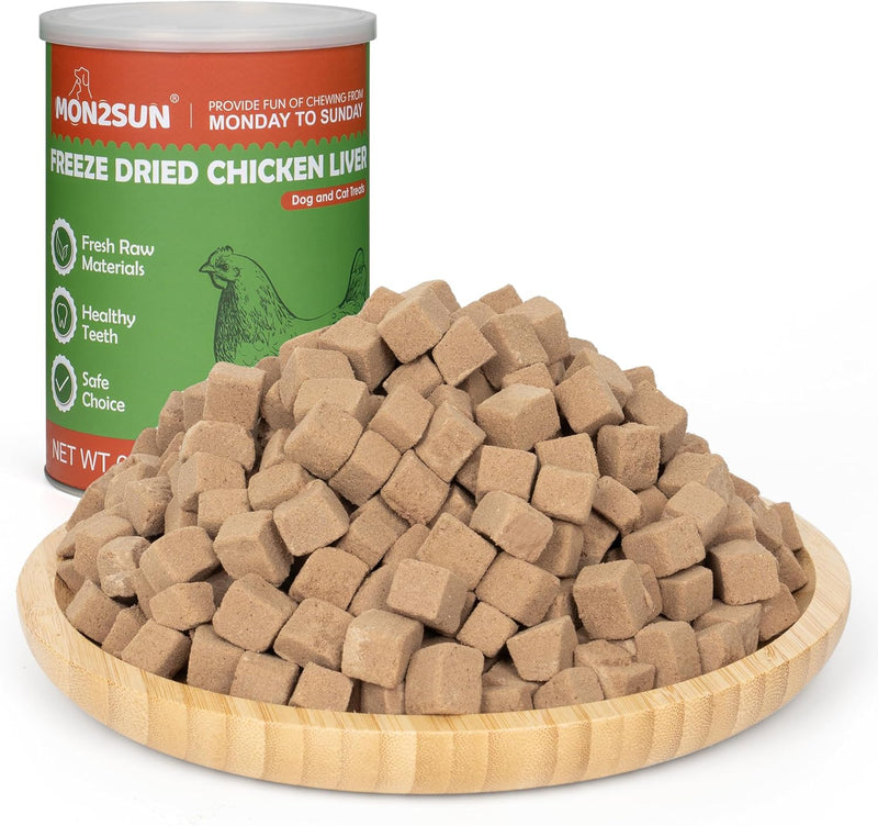 MON2SUN Freeze Dried Chicken Cat and Dog Treats, Single Ingredient Natural and Healthy Dog Snacks, High Protein Training Treats & Food Topper, 6oz